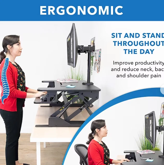 Mount-It! Standing Desk Converter + Dual Monitor Mount