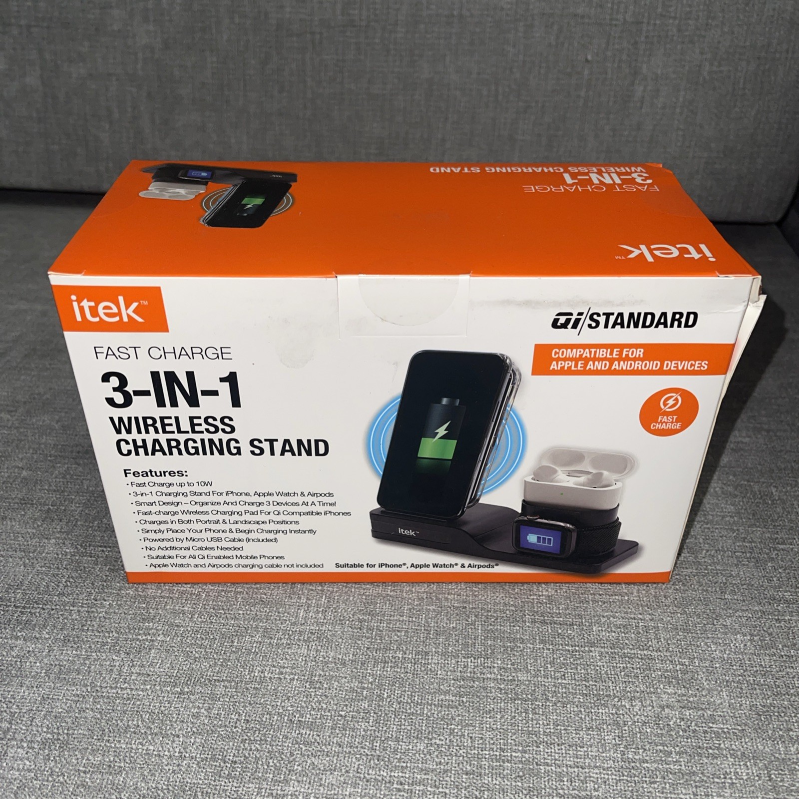 New iTek 3-in-1 Qi Wireless Charging Stand (Black) - photo 5
