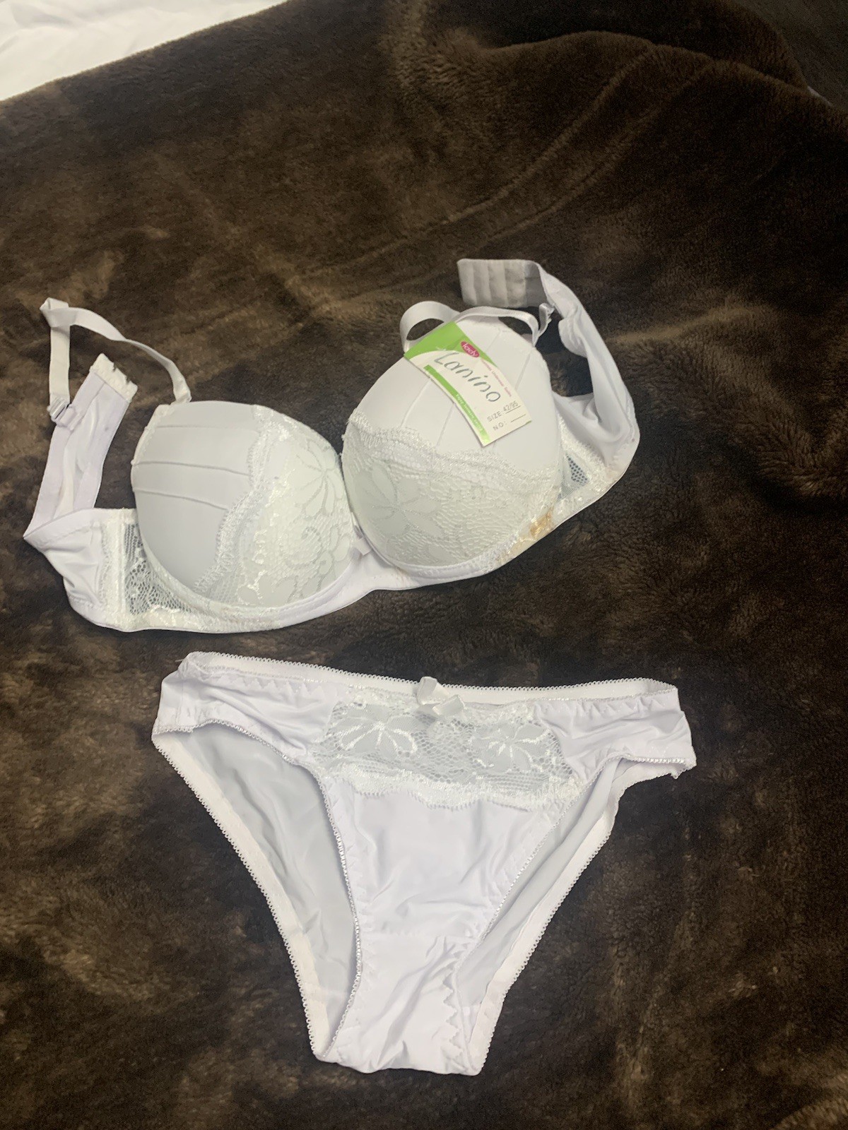 NEW white Lanino push-up bra and panty set Size 42/95
