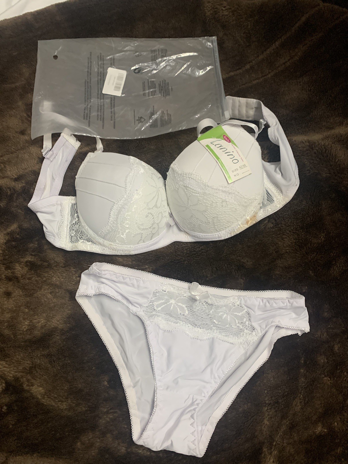 NEW white Lanino push-up bra and panty set Size 42/95 - photo 3