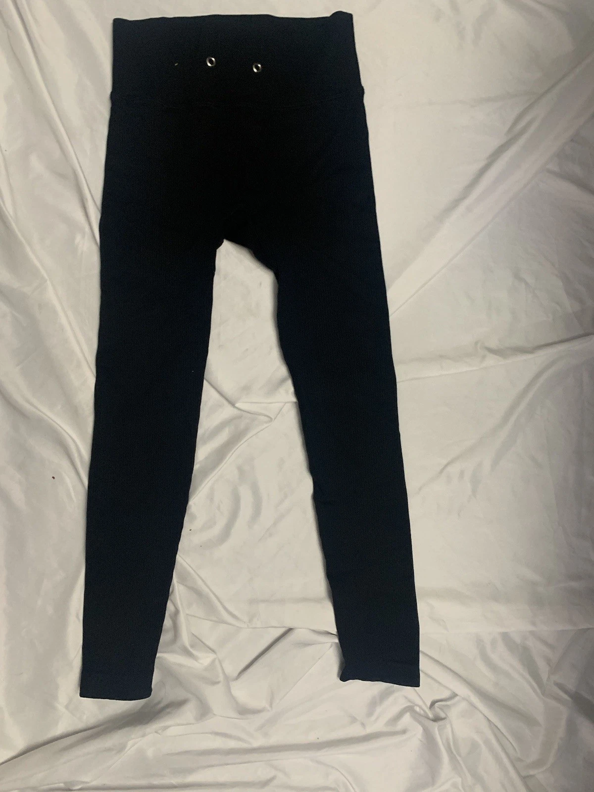 Black High-Waisted Ribbed Athletic Leggings - Size XS