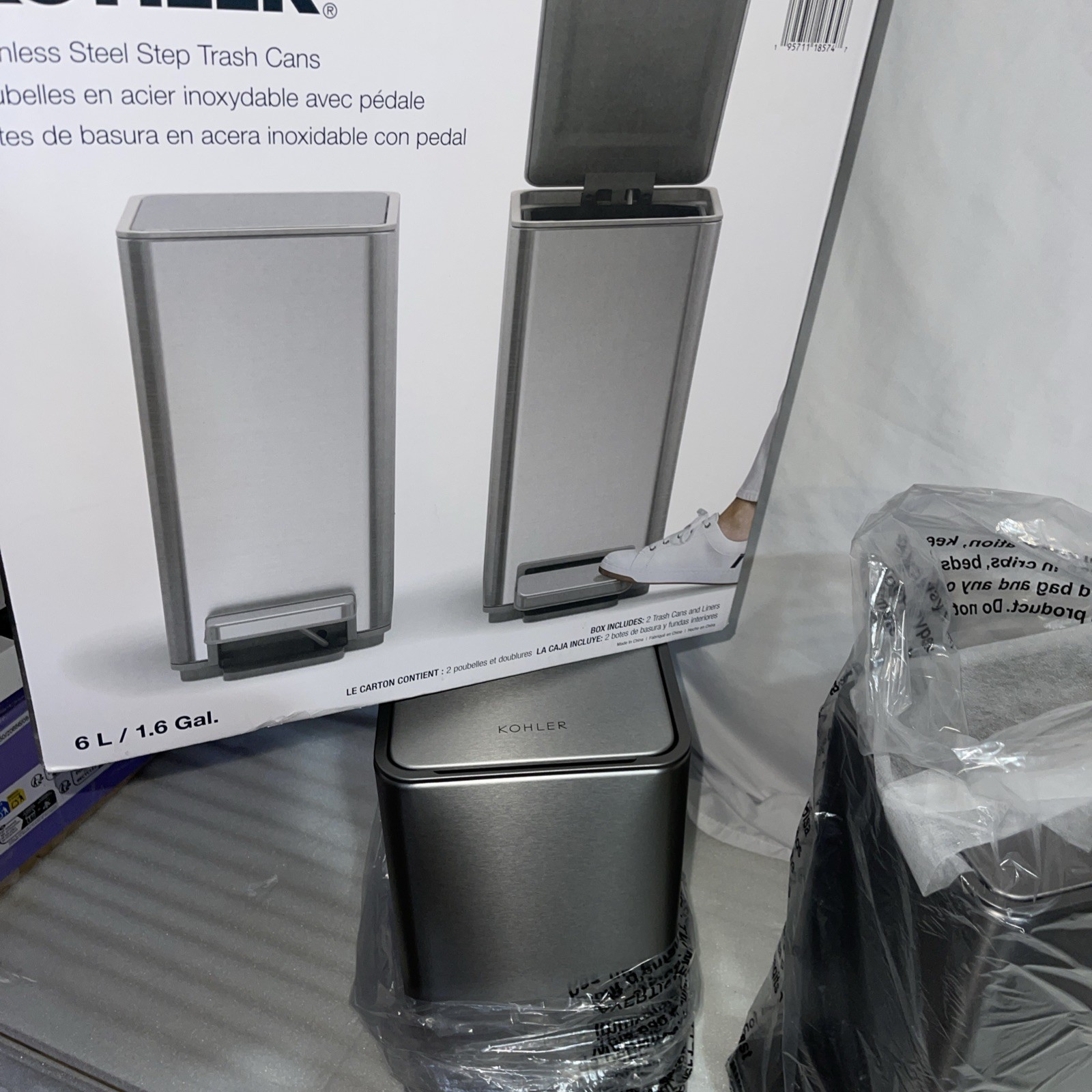 Kohler 6L Stainless Steel Step Trash Bin (2-Pack)