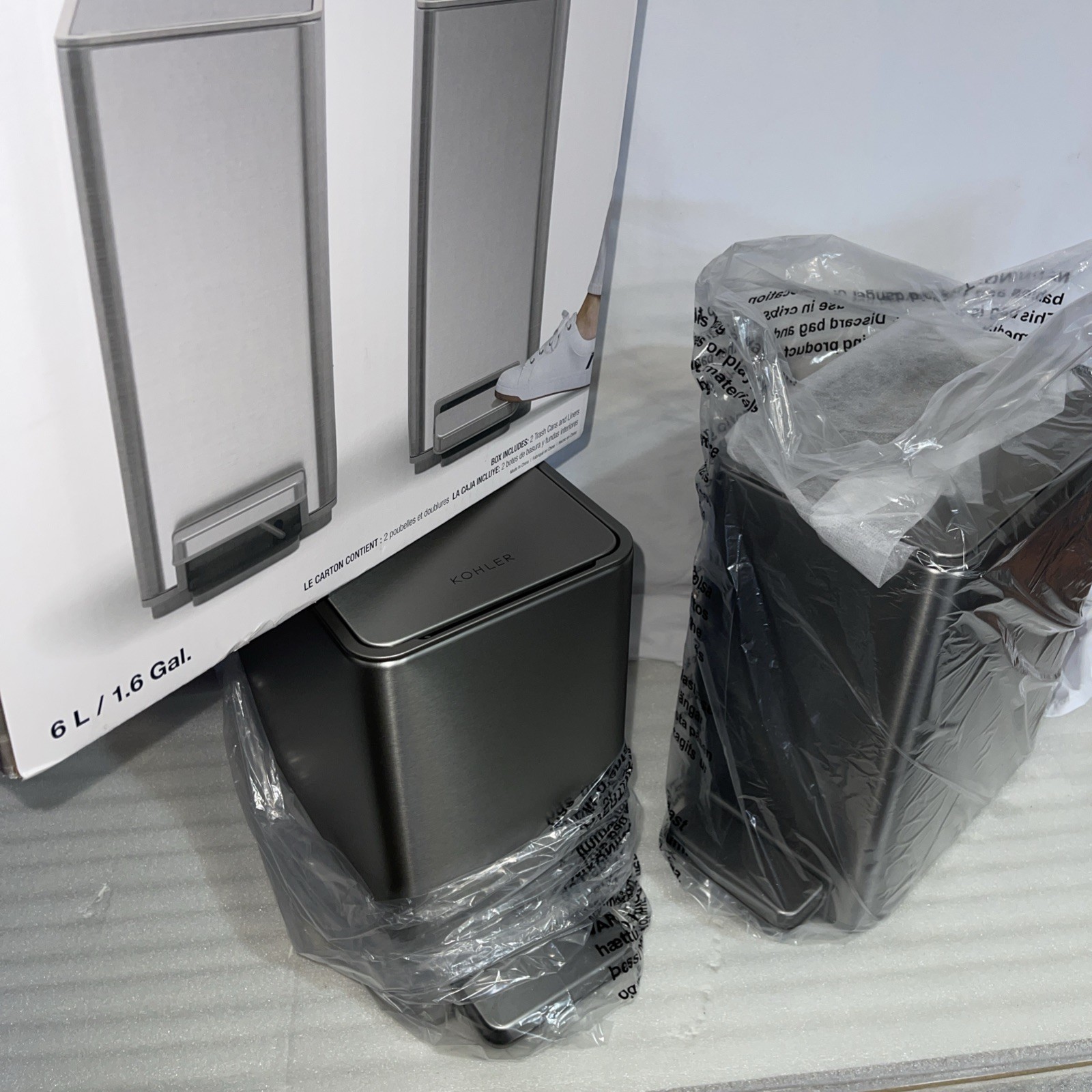 Kohler 6L Stainless Steel Step Trash Bin (2-Pack) - photo 3