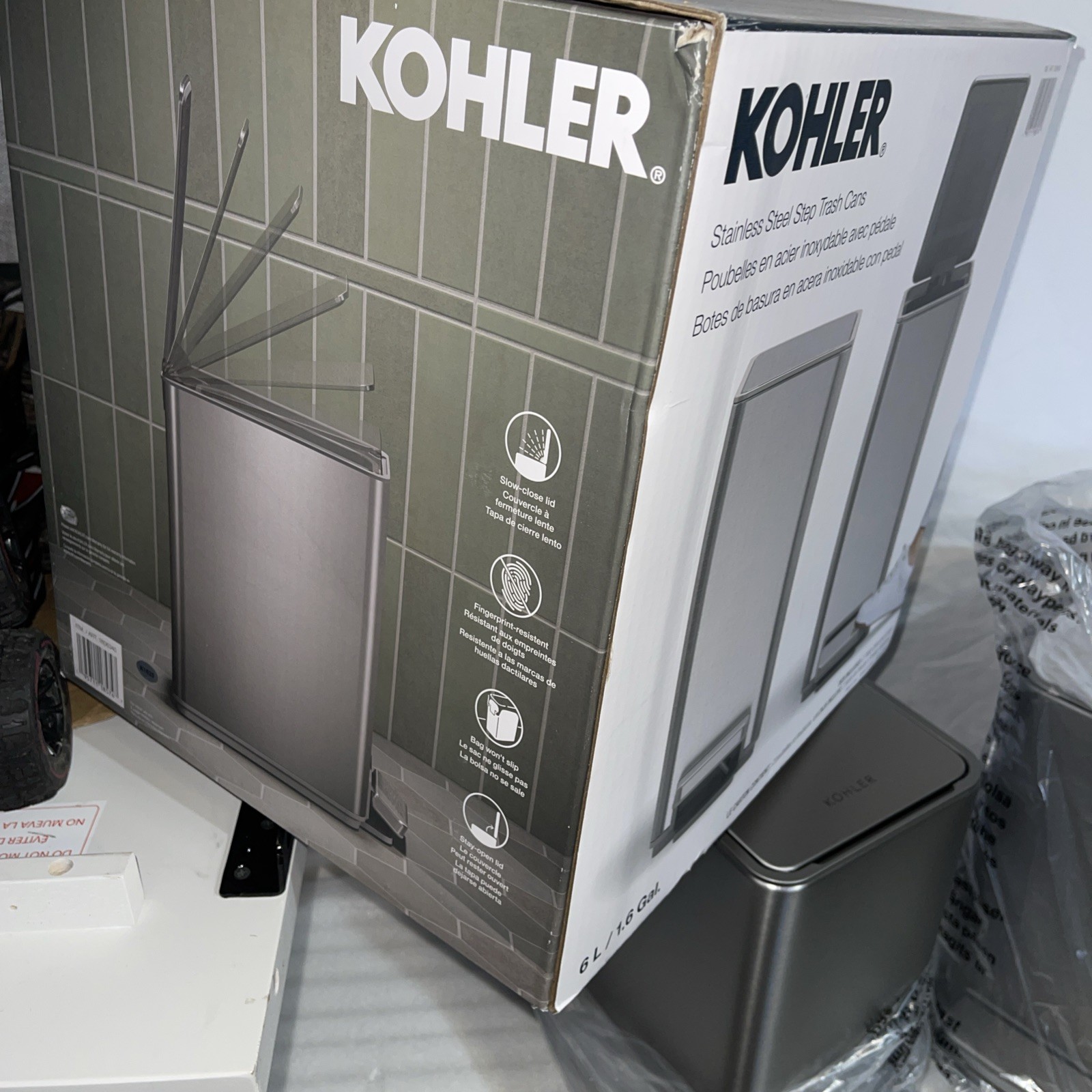 Kohler 6L Stainless Steel Step Trash Bin (2-Pack) - photo 4