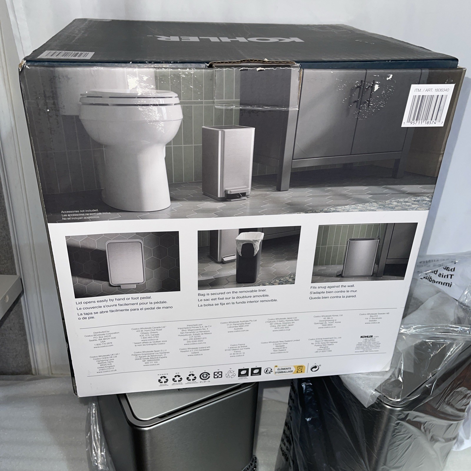 Kohler 6L Stainless Steel Step Trash Bin (2-Pack) - photo 5