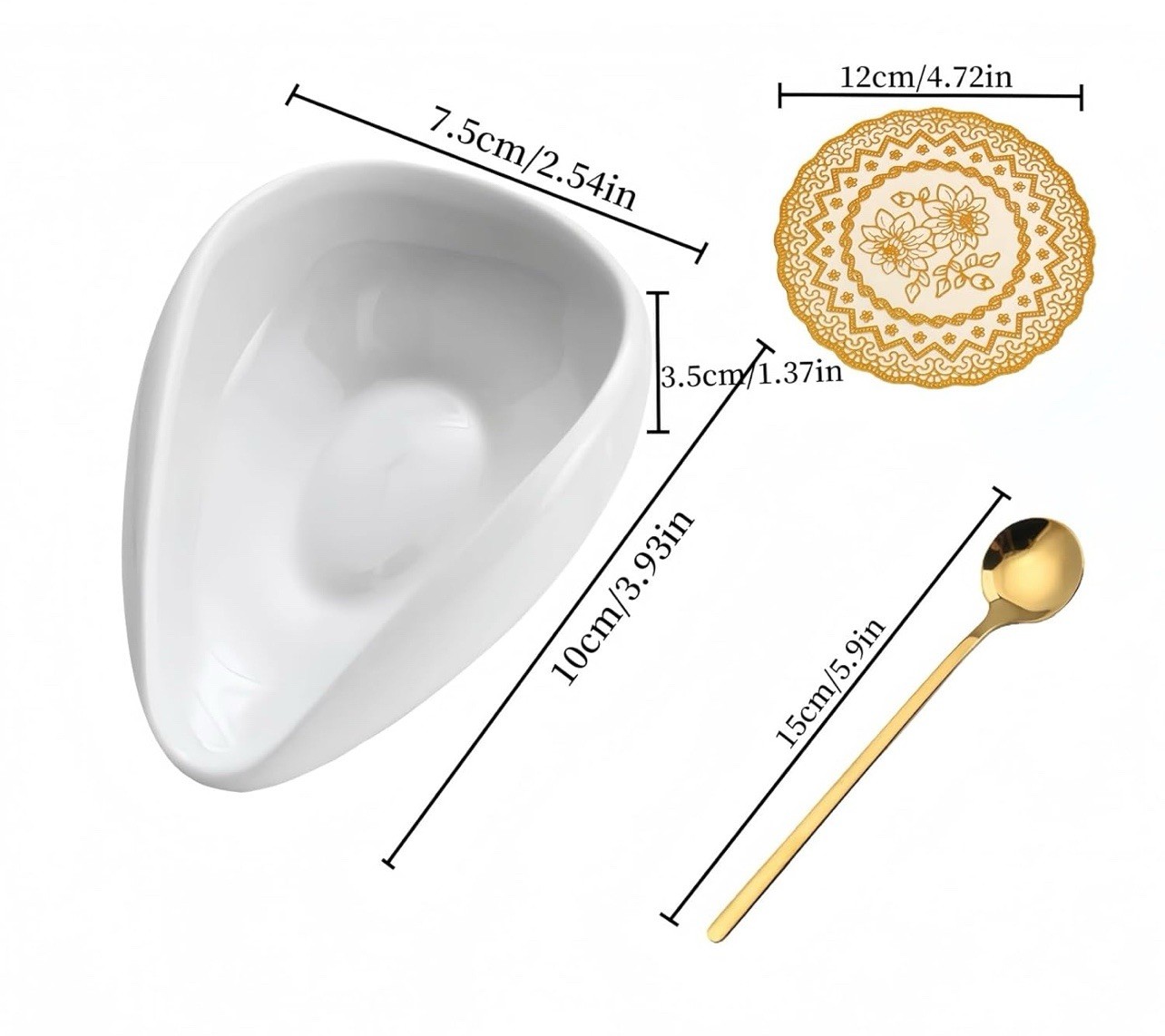 Ceramic Coffee Spoon Rest with Spoon - Baby Blue/White - photo 3