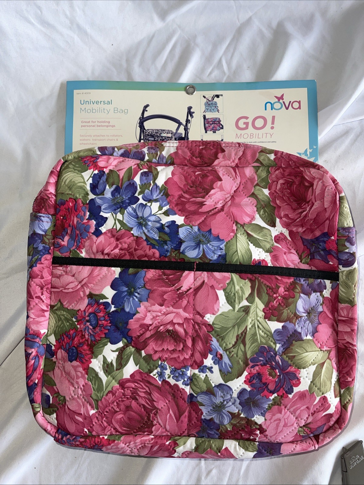 NOVA Floral Fabric Storage Bag for Walker/Wheelchair