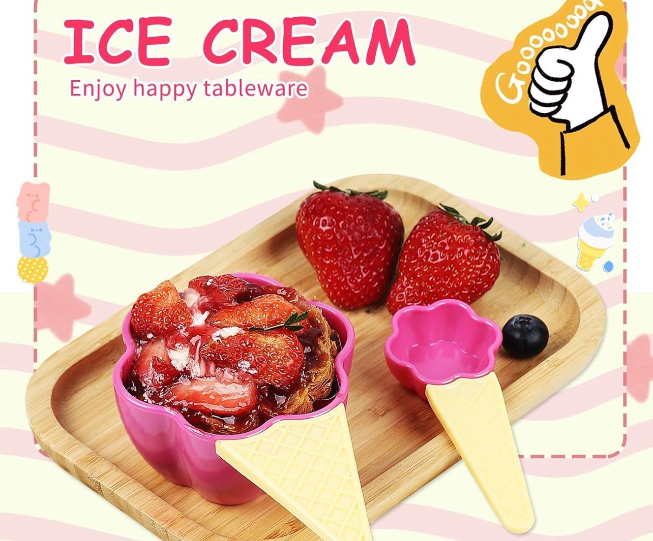 New Ice cream Bowl With Spoon Set Of 6 Bowls And 6 Spoons - photo 4