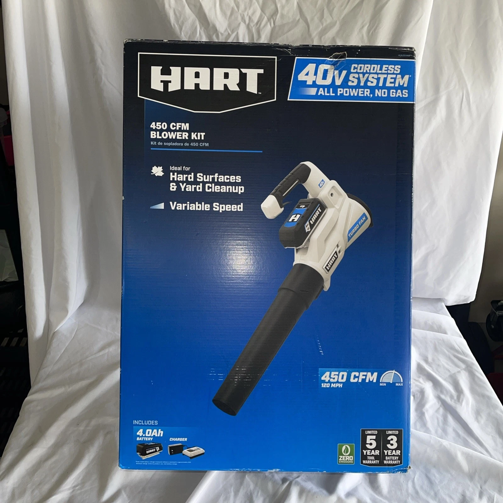 BRAND NEW 40V HART 450 CFM HLBL051VNM Handheld Leaf Blower - Whi