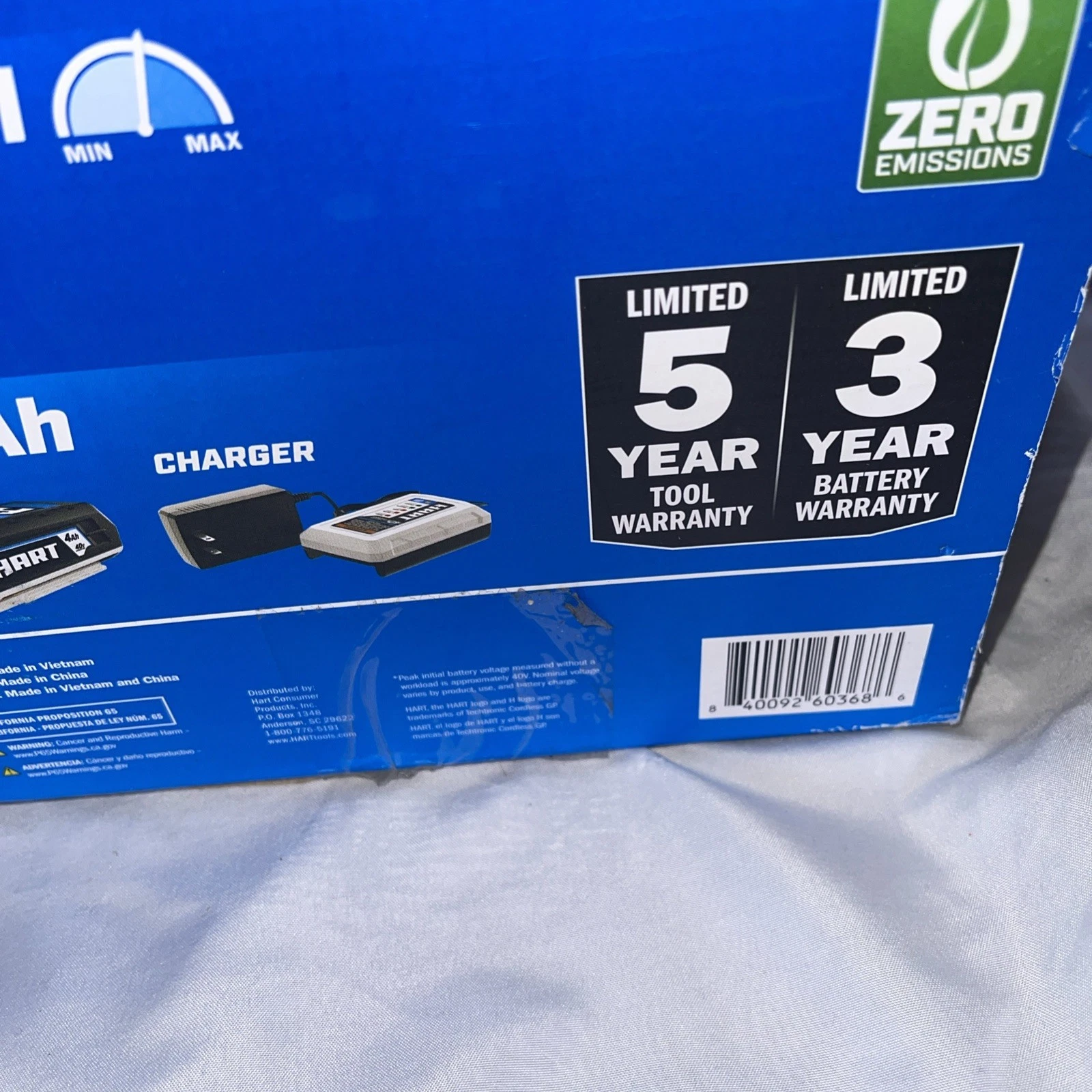 BRAND NEW 40V HART 450 CFM HLBL051VNM Handheld Leaf Blower - Whi - photo 4