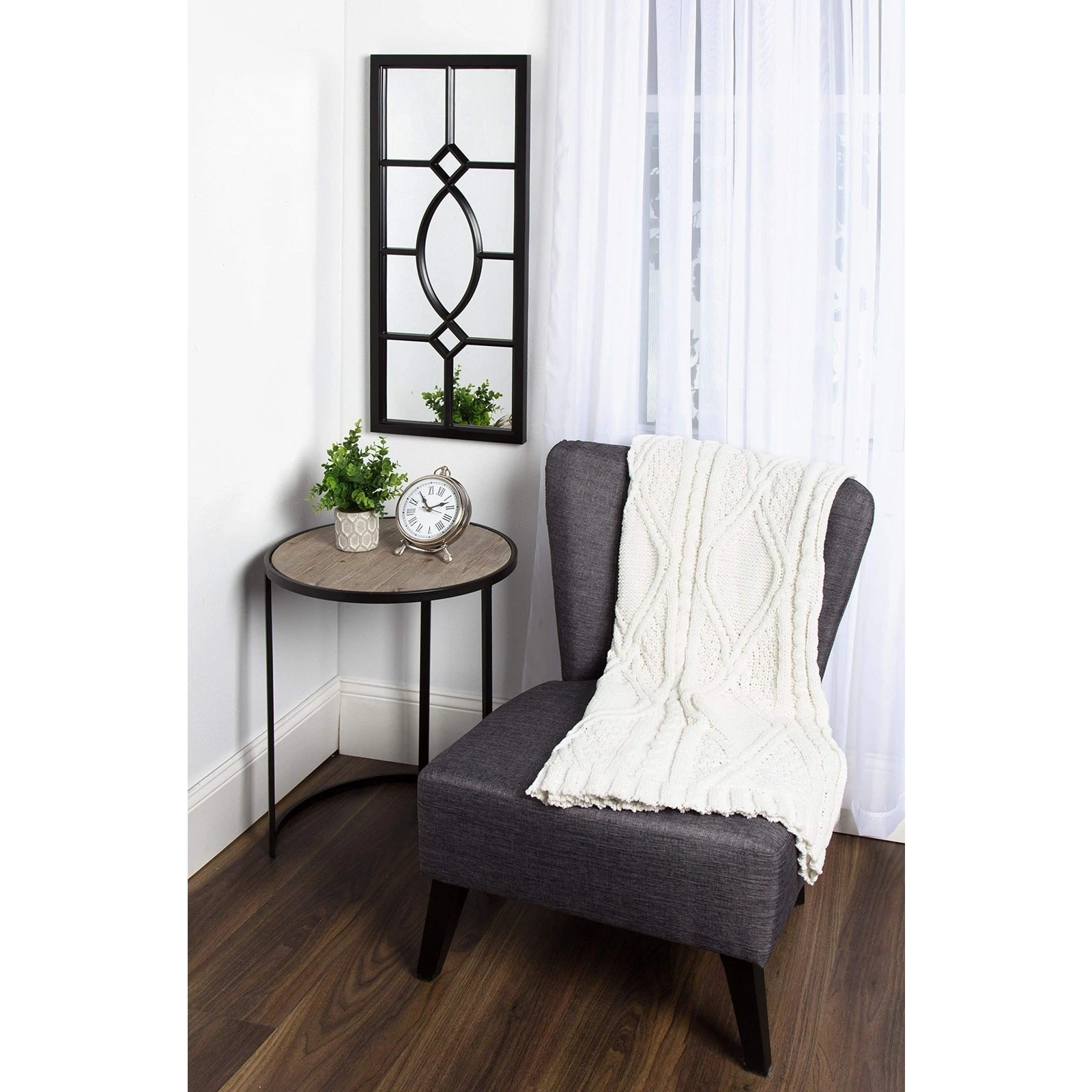 Kate and Laurel Cassat Modern Window Wall Mirror, Black