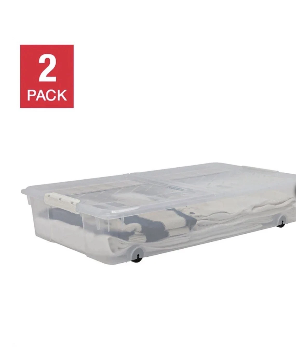 Greenmade Instaview 57 Quart Underbed Storage Bin with Wheels, 2