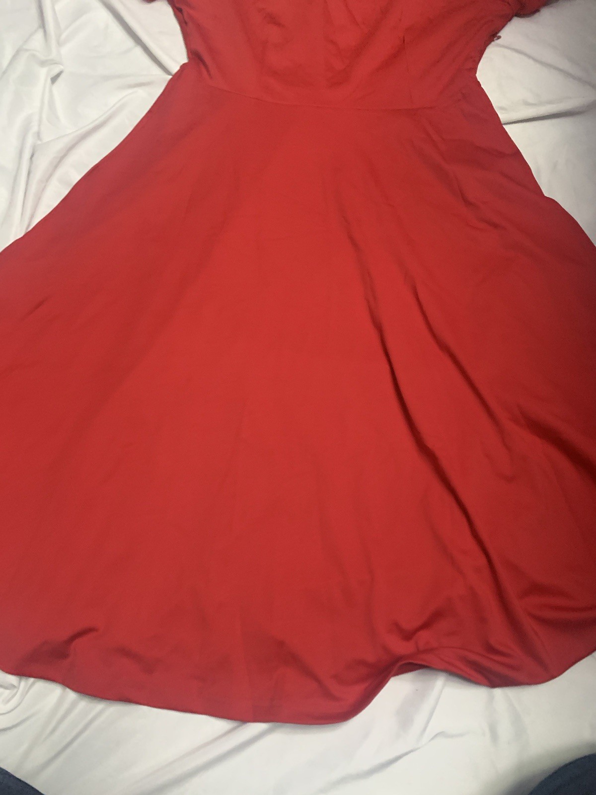 Women Red Off Shoulder Cocktail Skater Dress L - photo 2