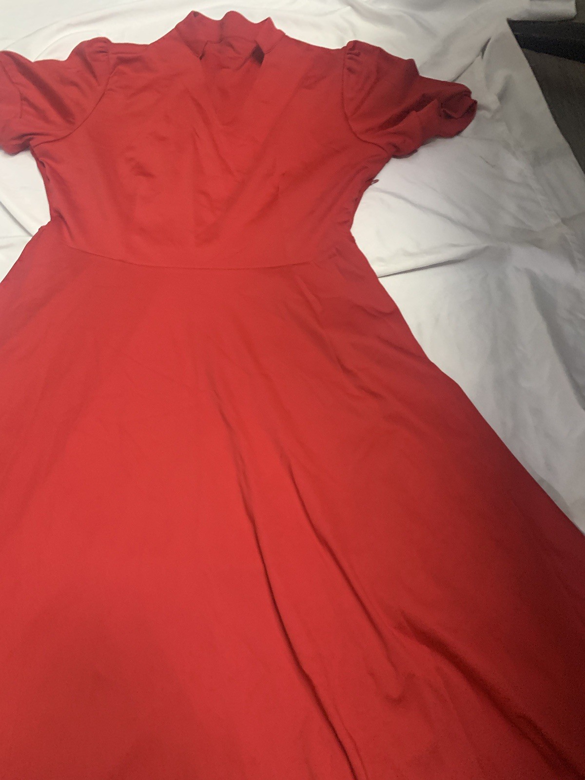 Women Red Off Shoulder Cocktail Skater Dress L - photo 3