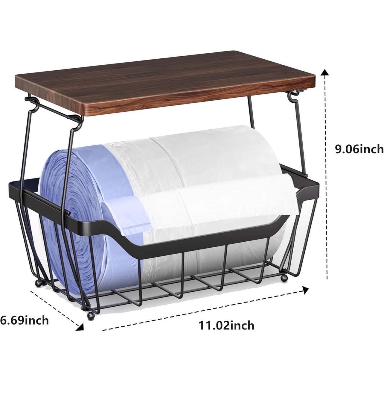 Large Trash Bag Holder with Wooden Board