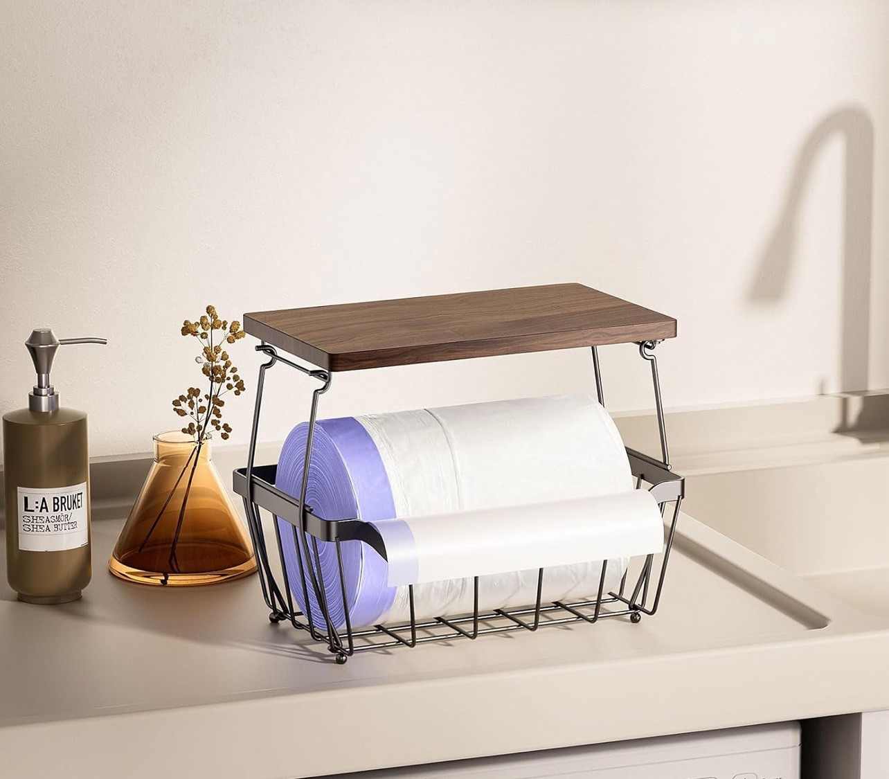 Large Trash Bag Holder with Wooden Board - photo 4
