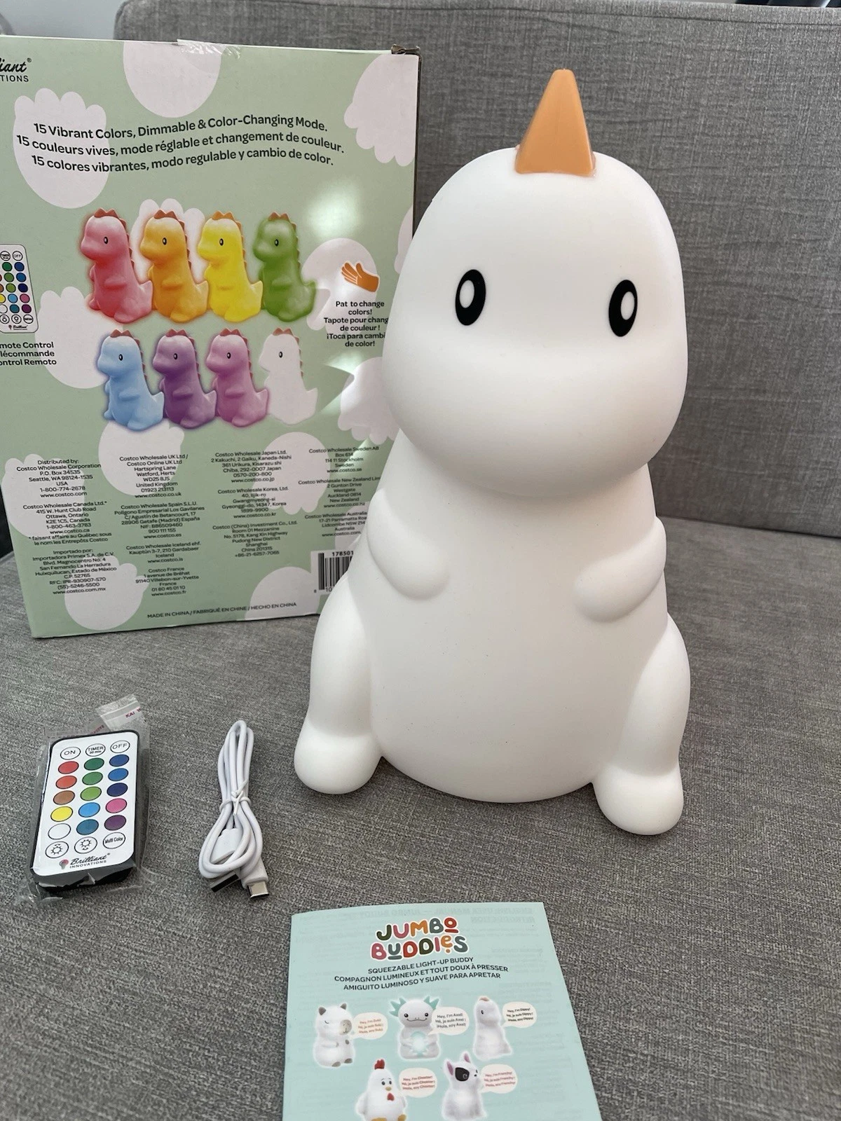 Jumbo Buddies Squeezable Lamp Dino Dinosaur Dimmable Nursery Kid