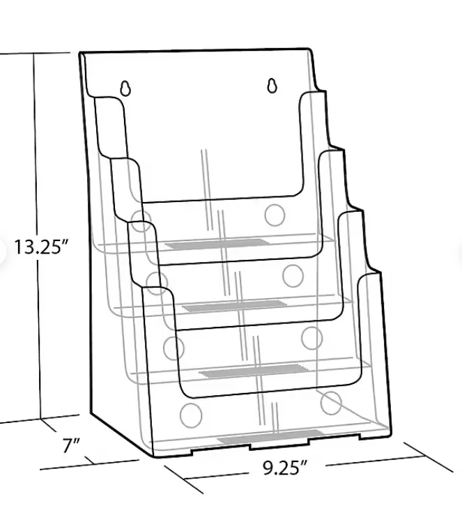 Azar Four-Tier Brochure Holder, 8.5" x 11", Clear Plastic - photo 3