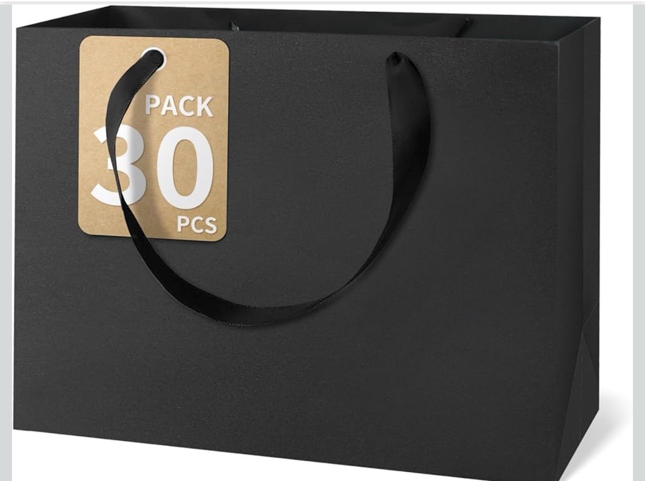 Black Paper Kraft Bags with Handles - 30 Pcs, Large - photo 3