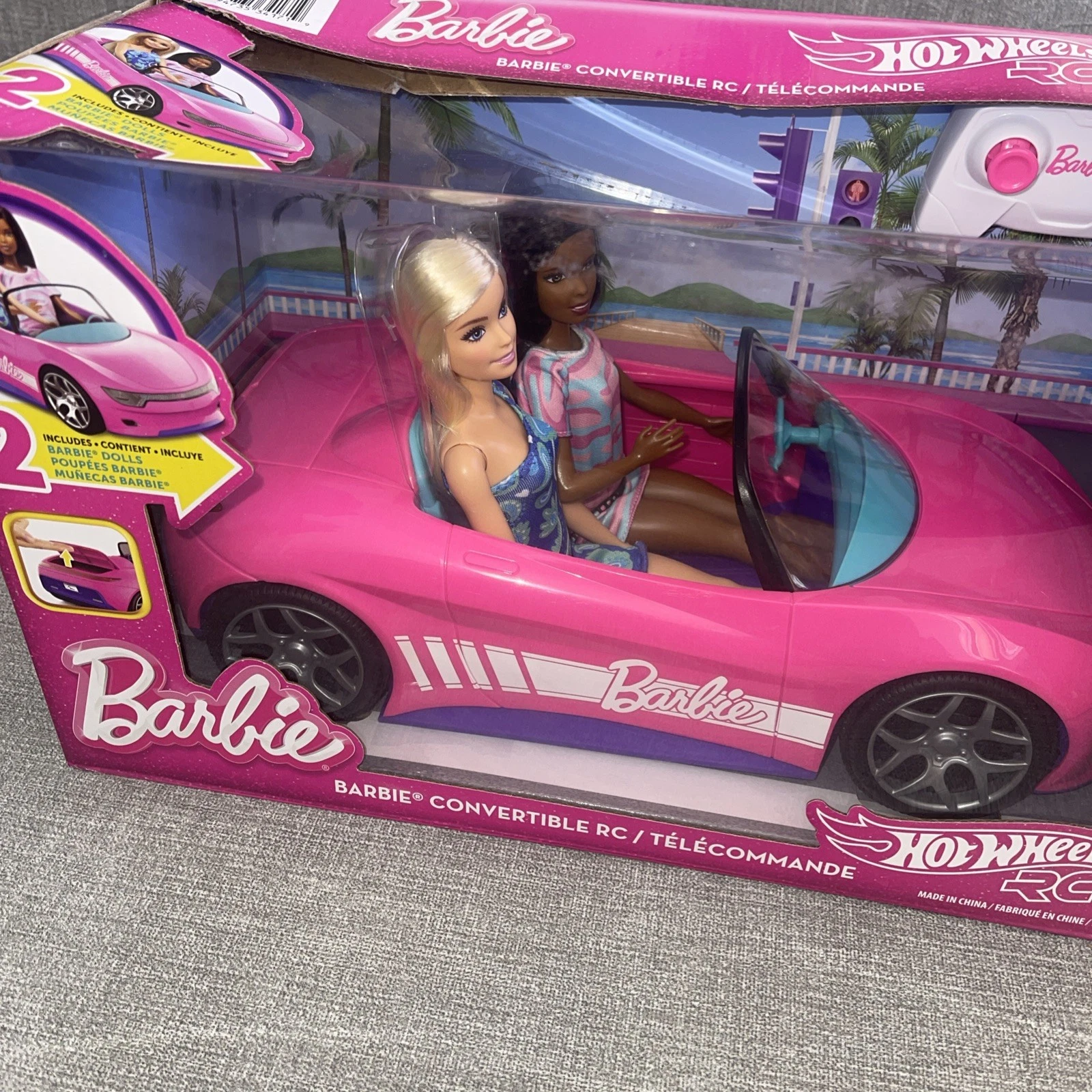 Hot Wheels Barbie RC Convertible Car with 2 Dolls