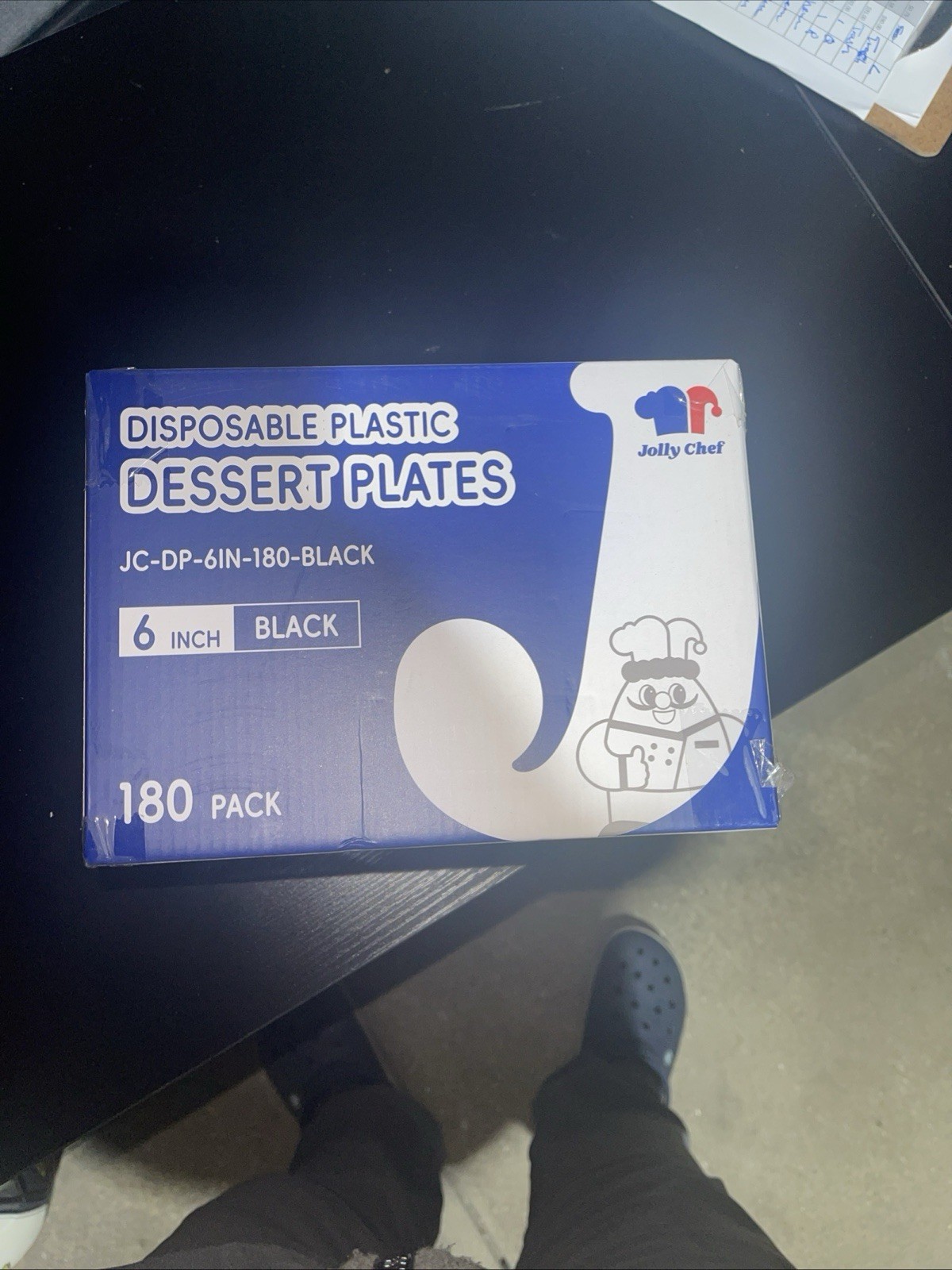 180 Count 6 Inch Black Plastic Dinner Plates