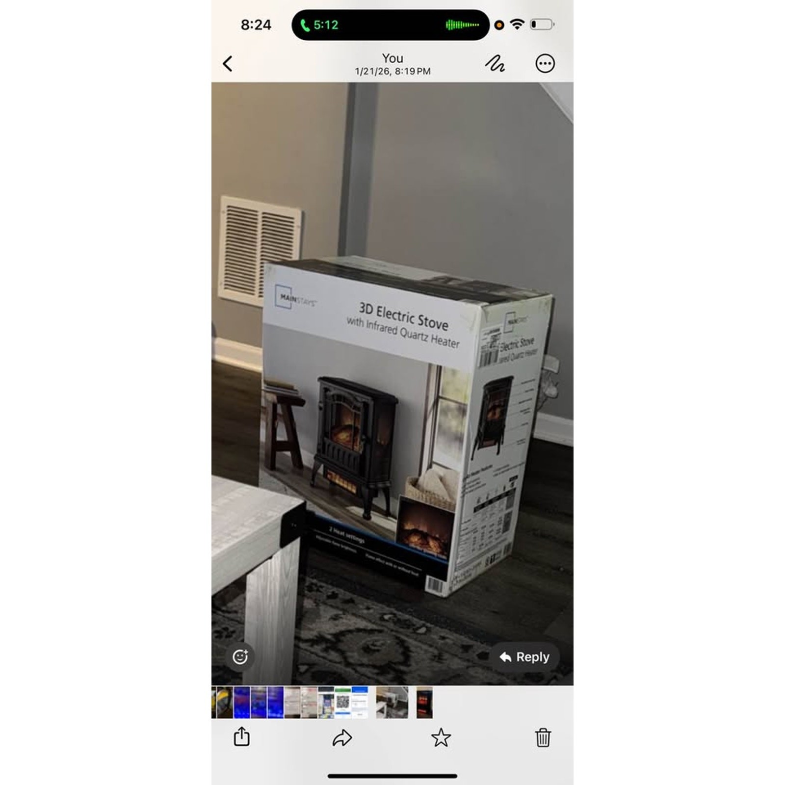 Mainstays 3D Electric Stove Heater with Life-like Flame, Black