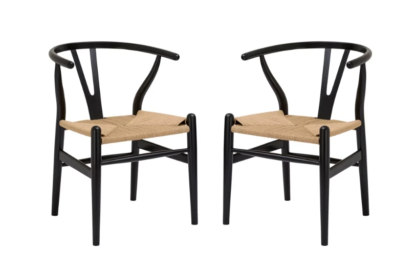NEW Set of 2 Poly and Bark Weave Chairs - Solid Wood