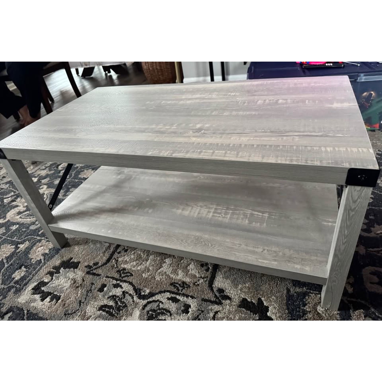 Walker Edison Sedalia Modern Farmhouse Coffee Table - Stone Grey