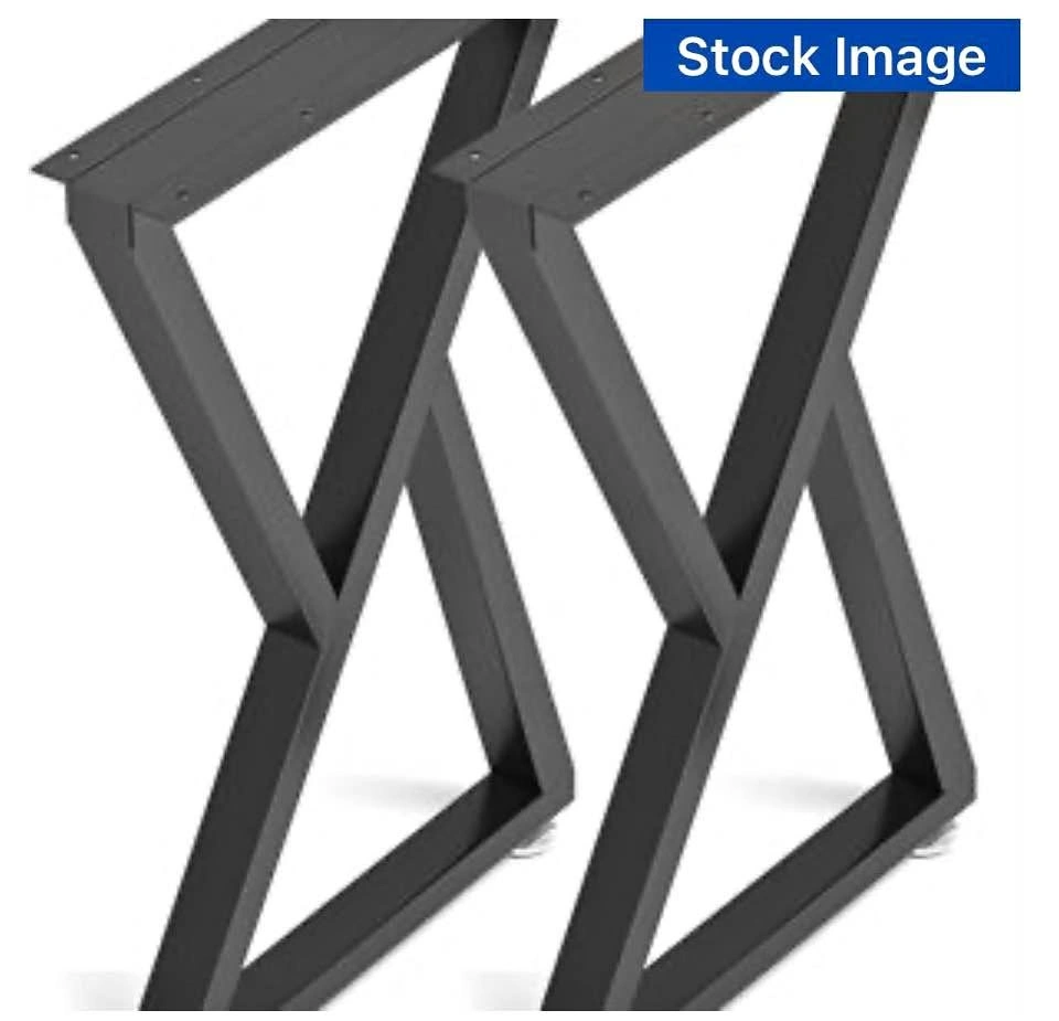 2 Metal Desk Dining Table Legs - Black