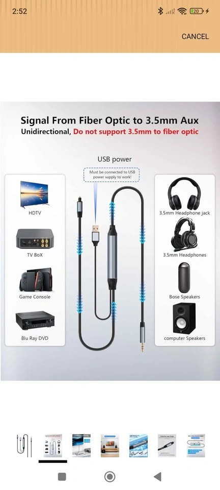 CERRXIAN Toslink SPDIF to 3.5mm AUX Audio Adapter 6ft - photo 4