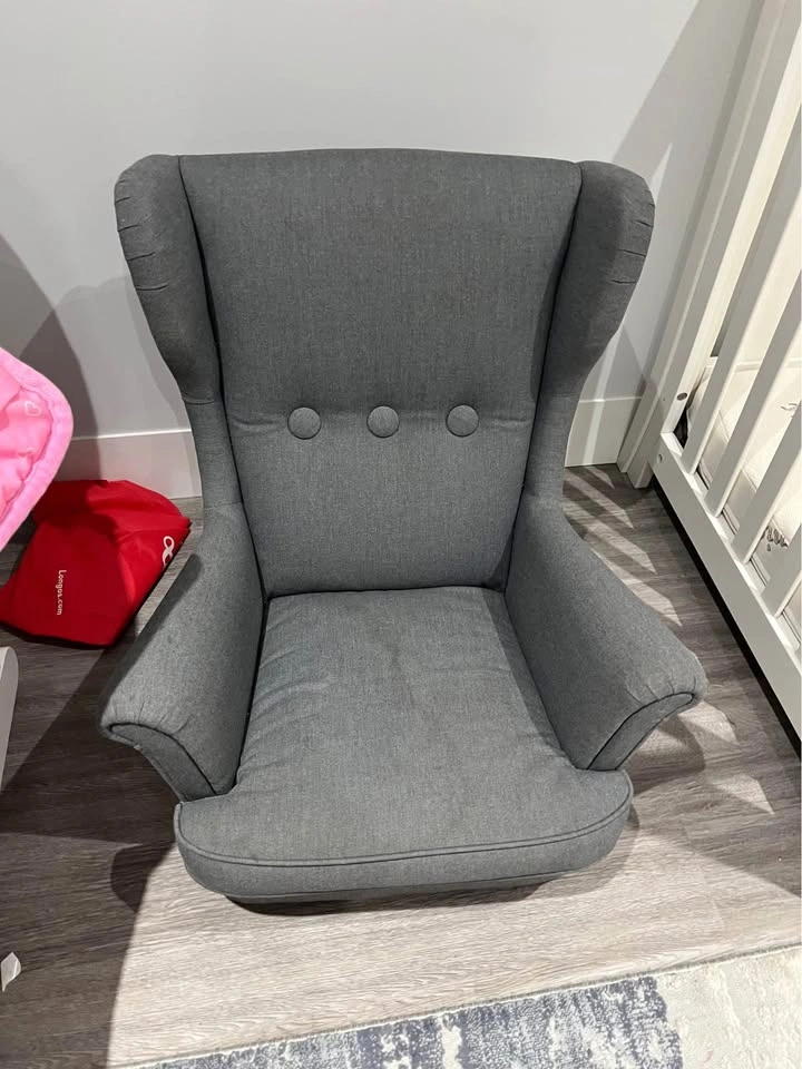 White crib with mattress, IKEA gray kids sofa, 12" bicycle - photo 4