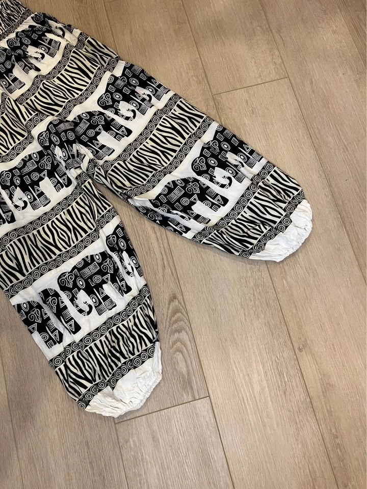 HAREM Black & White Elephant Print Parachute Pants - photo 5