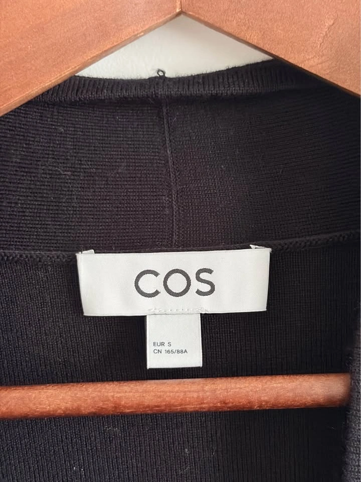 COS Black Minimal Button-Front Wool Blend Cardi - Small - photo 2