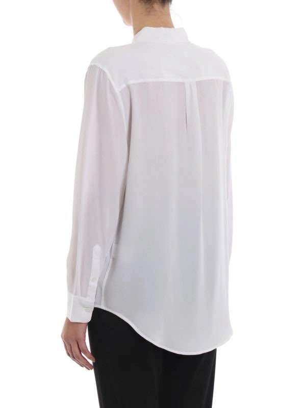 Equipment Cream Button-Down Silk Shirt - Medium - photo 3