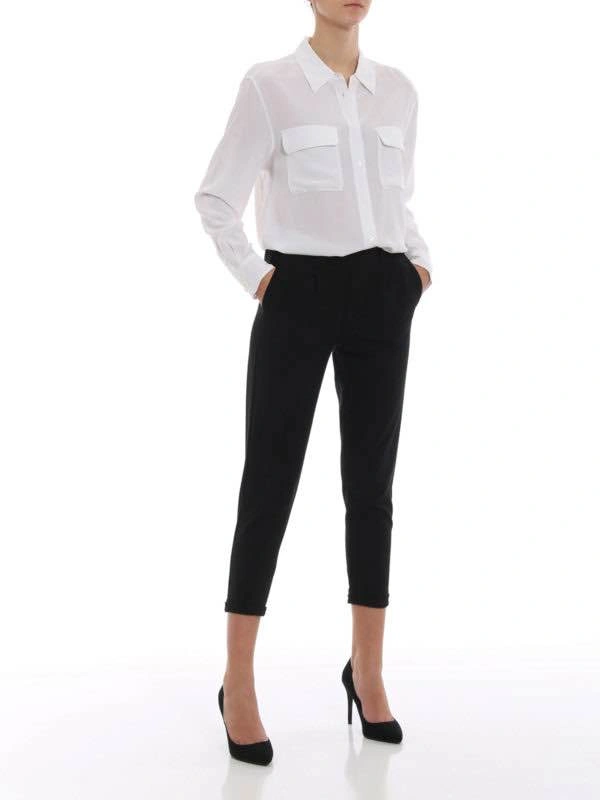 Equipment Cream Button-Down Silk Shirt - Medium - photo 4