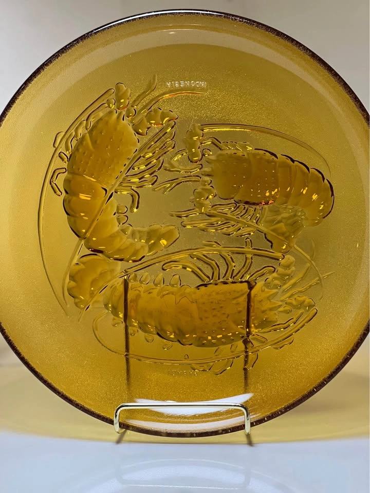 Vintage Pasari Amber Glass Lobster Plates (Set of 2) - photo 2