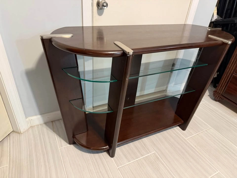 Modern TV Stand / Console Table with Glass Shelves - photo 2