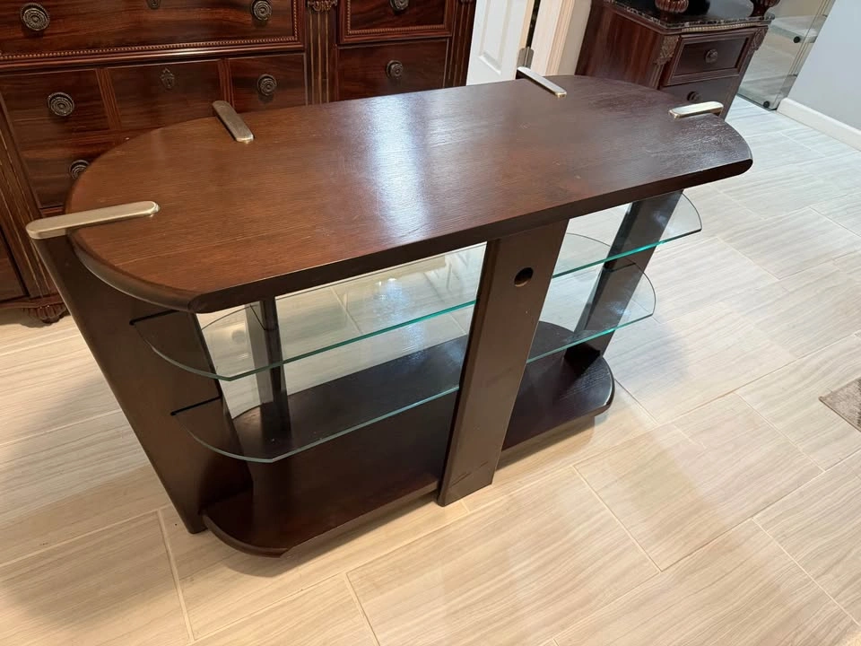 Modern TV Stand / Console Table with Glass Shelves - photo 5