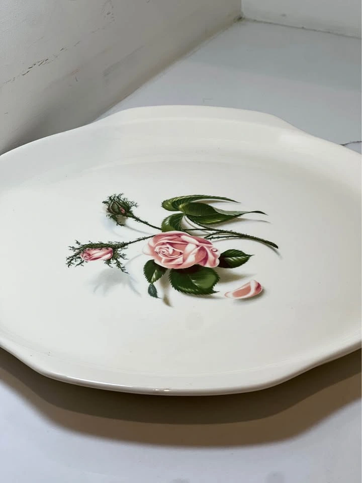 Vintage 1950s Moss Rose Platter | Ballerina Universal Potteries - photo 4