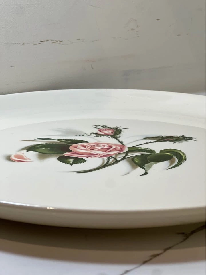 Vintage 1950s Moss Rose Platter | Ballerina Universal Potteries - photo 5