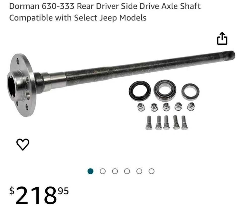 Dorman 630-333 Rear Driver Side Axle Shaft for Jeep