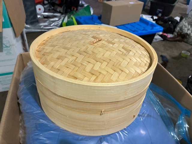 Bamboo steamer two layers with lid - photo 2