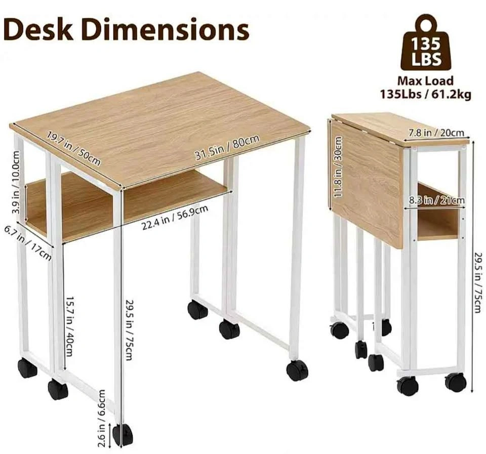 *NEW* Foldable Desk Oak Wood / Metal