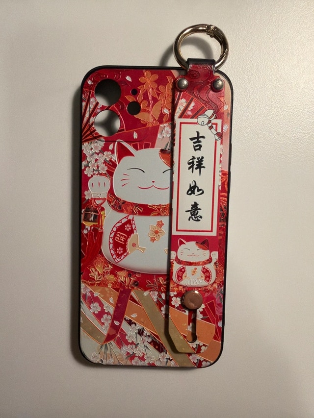 iPhone 12/12 Pro Maneki Neko Phone Case with Strap