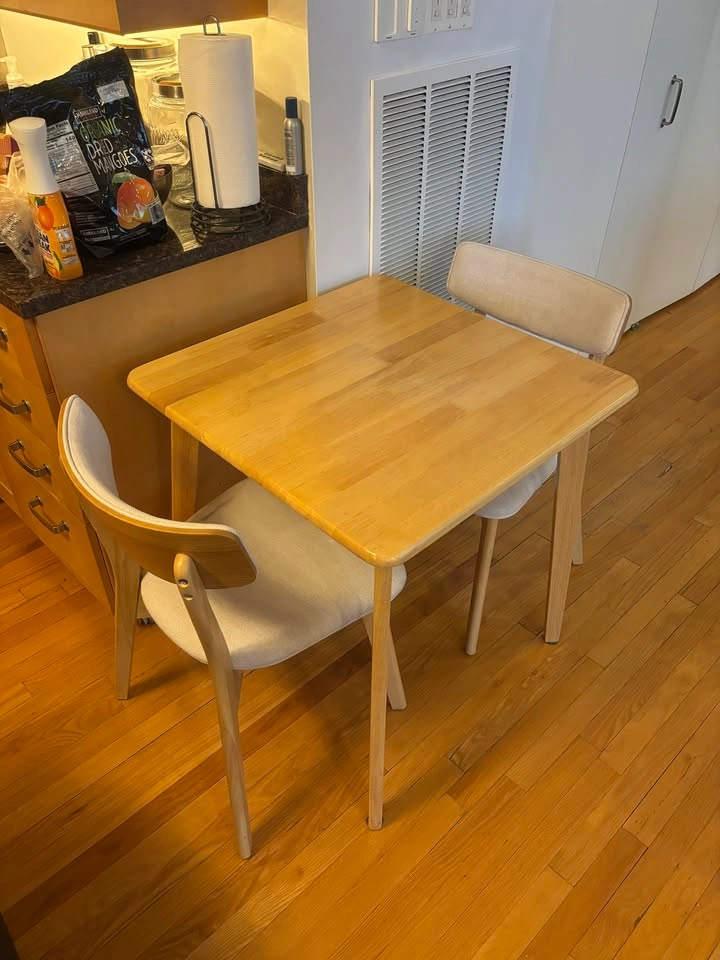 2 PIECES Natural Oak Dining Chairs with Rubberwood Frame - photo 3