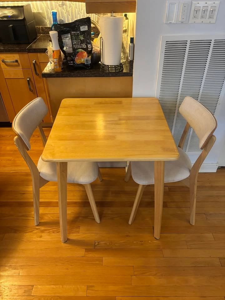 2 PIECES Natural Oak Dining Chairs with Rubberwood Frame - photo 4