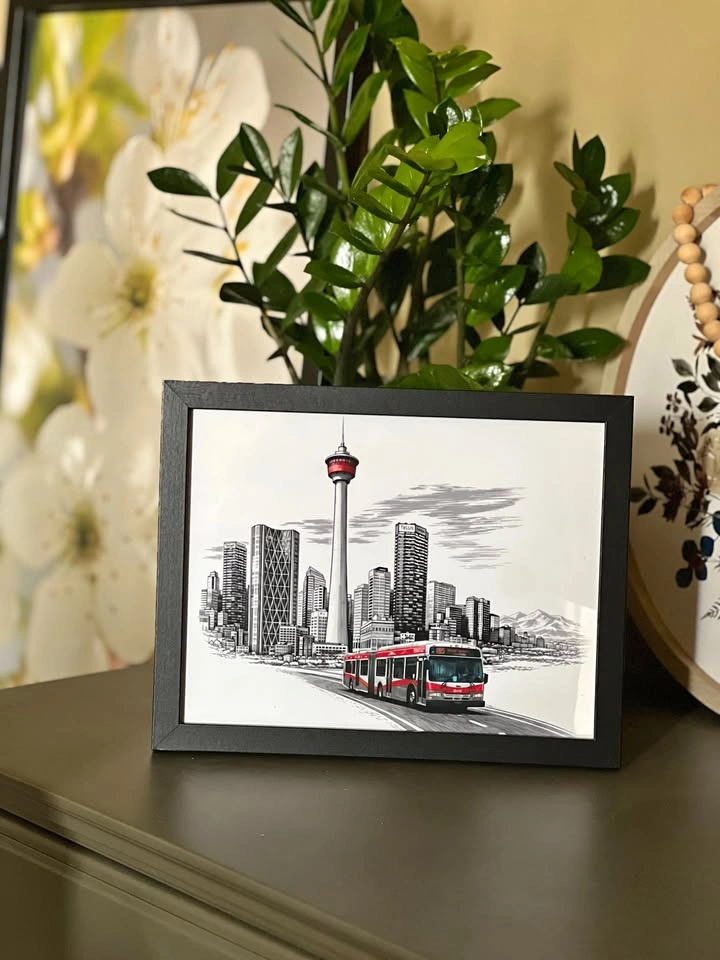 Iconic Calgary Bus & Calgary Tower Framed Art! 🇨🇦🔥