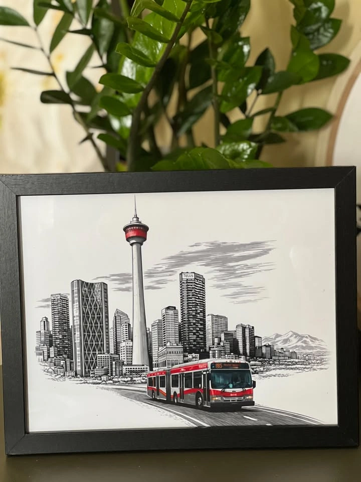 Iconic Calgary Bus & Calgary Tower Framed Art! 🇨🇦🔥 - photo 2