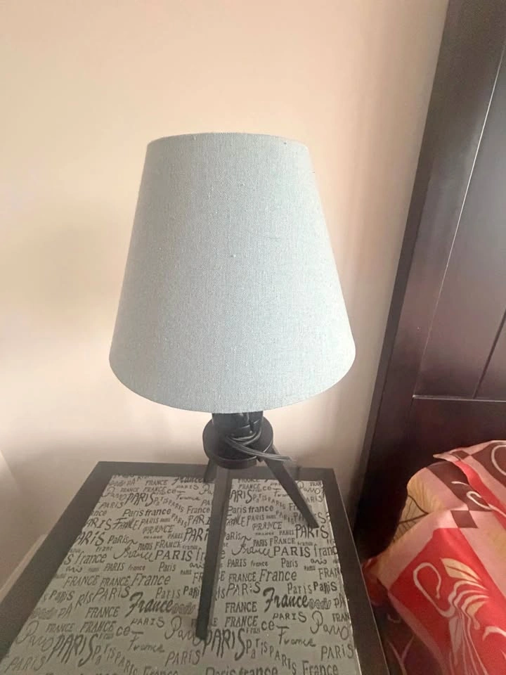 Modern IKEA Bed Frame w/ Box, Side Tables & Lamps