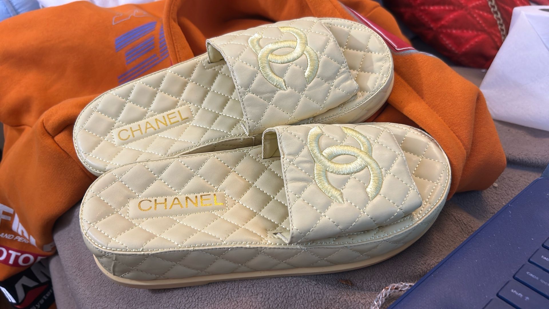 Ladies Chanel Slide Shoes Yellow Gold Size 8 - photo 4